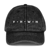 YHWH Distressed Hat Yahweh Christian Vintage Hat EternalChristianTees Black Medium